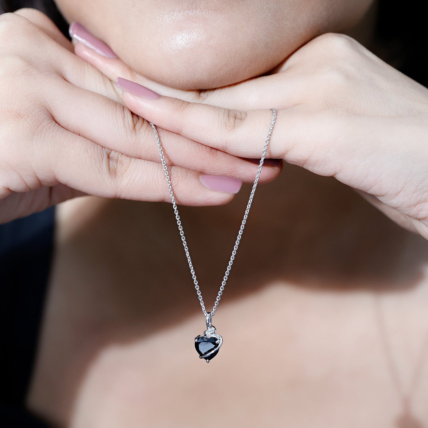 Certified 2.4 Carat Lab Grown Black Diamond Heart Necklace