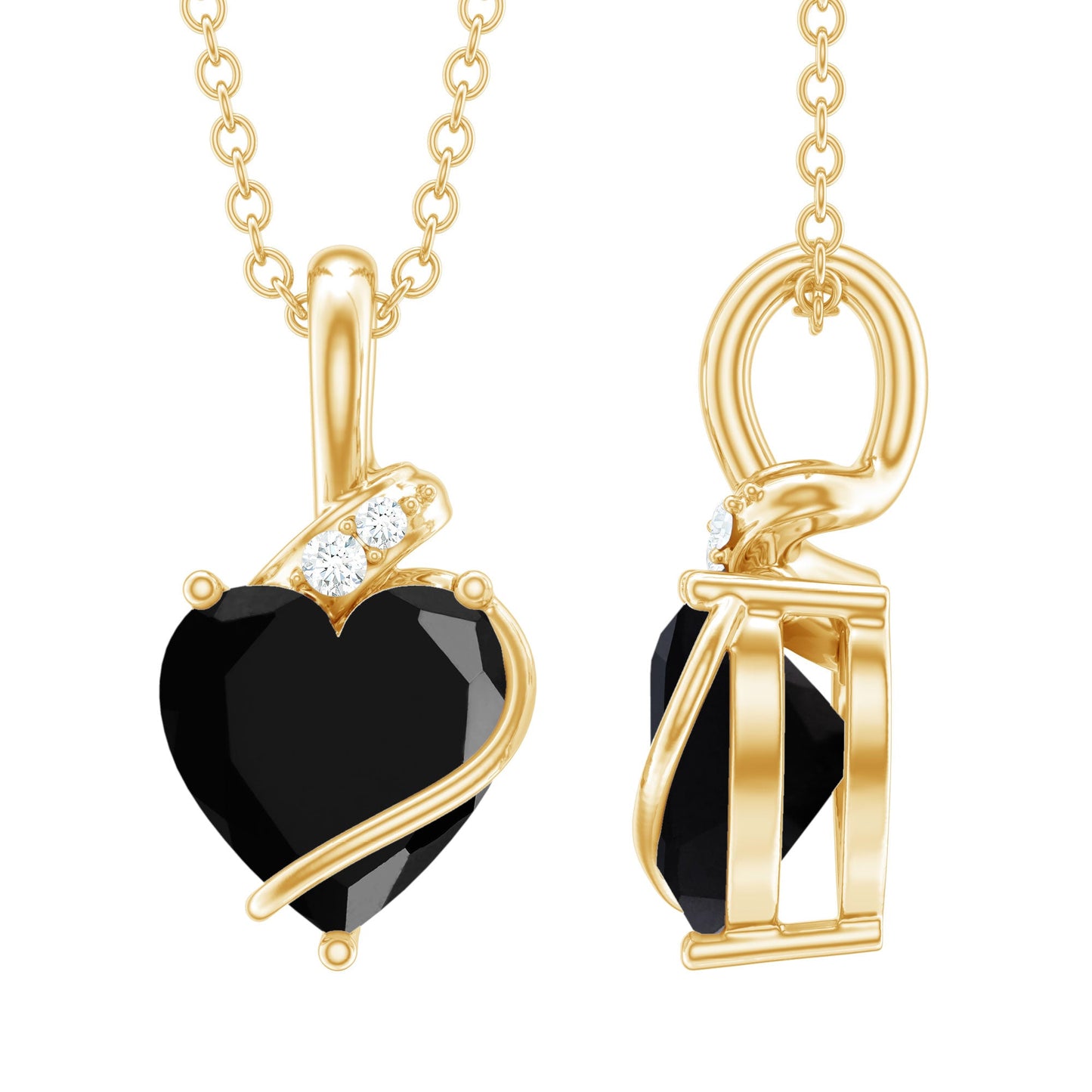 Certified 2.4 Carat Lab Grown Black Diamond Heart Necklace