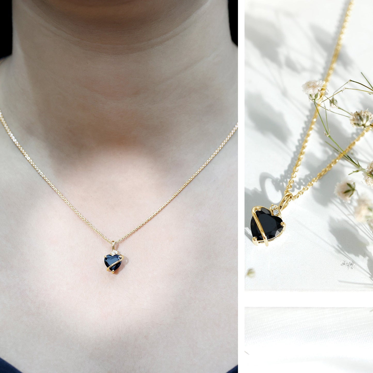 Certified 2.4 Carat Lab Grown Black Diamond Heart Necklace
