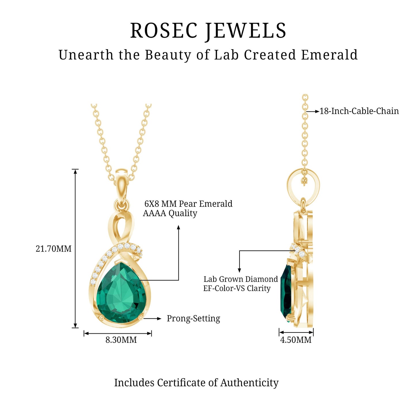 Certified Lab Grown Emerald Designer Necklace with Diamond