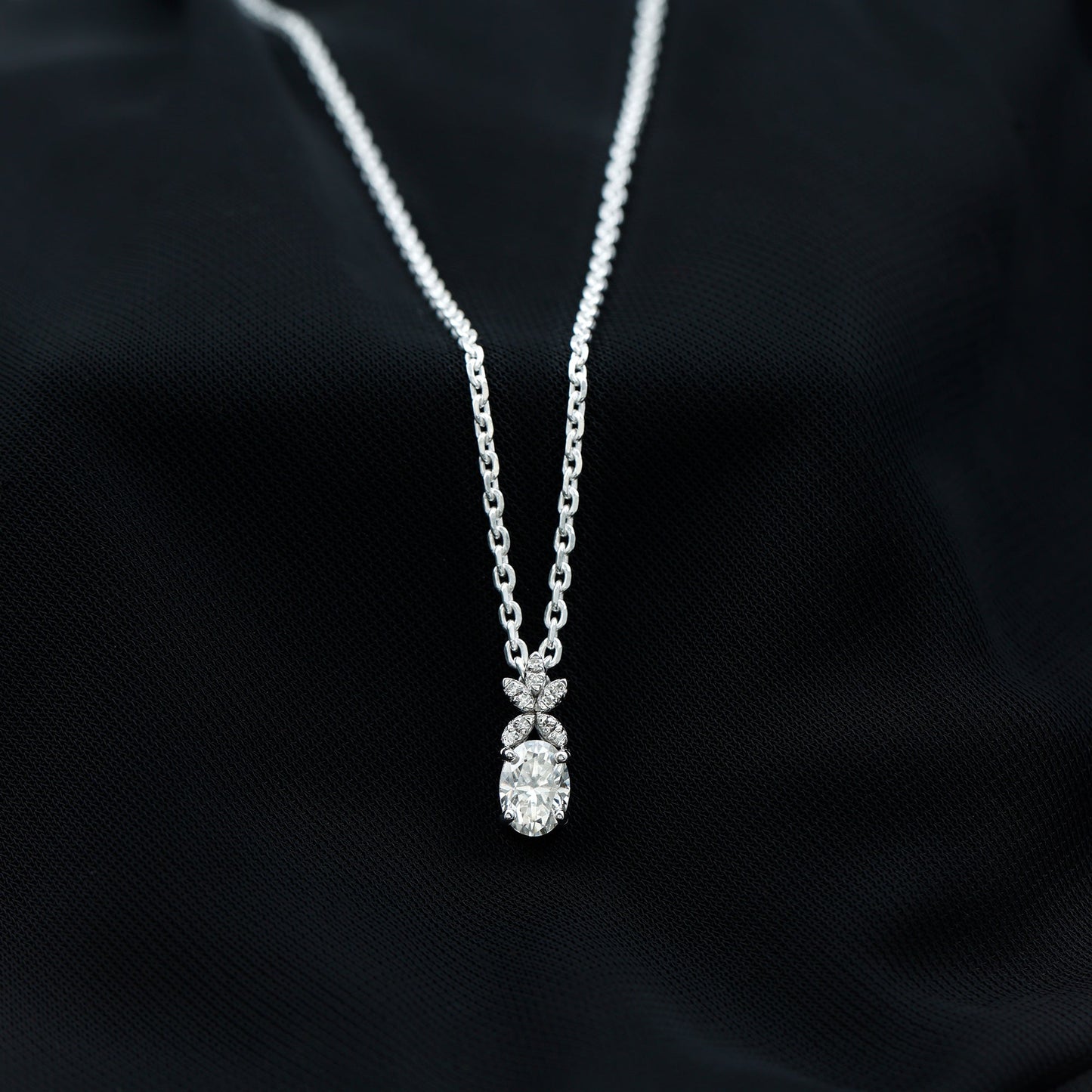 0.7 Carat Oval Shaped Lab Grown Diamond Flower Pendant