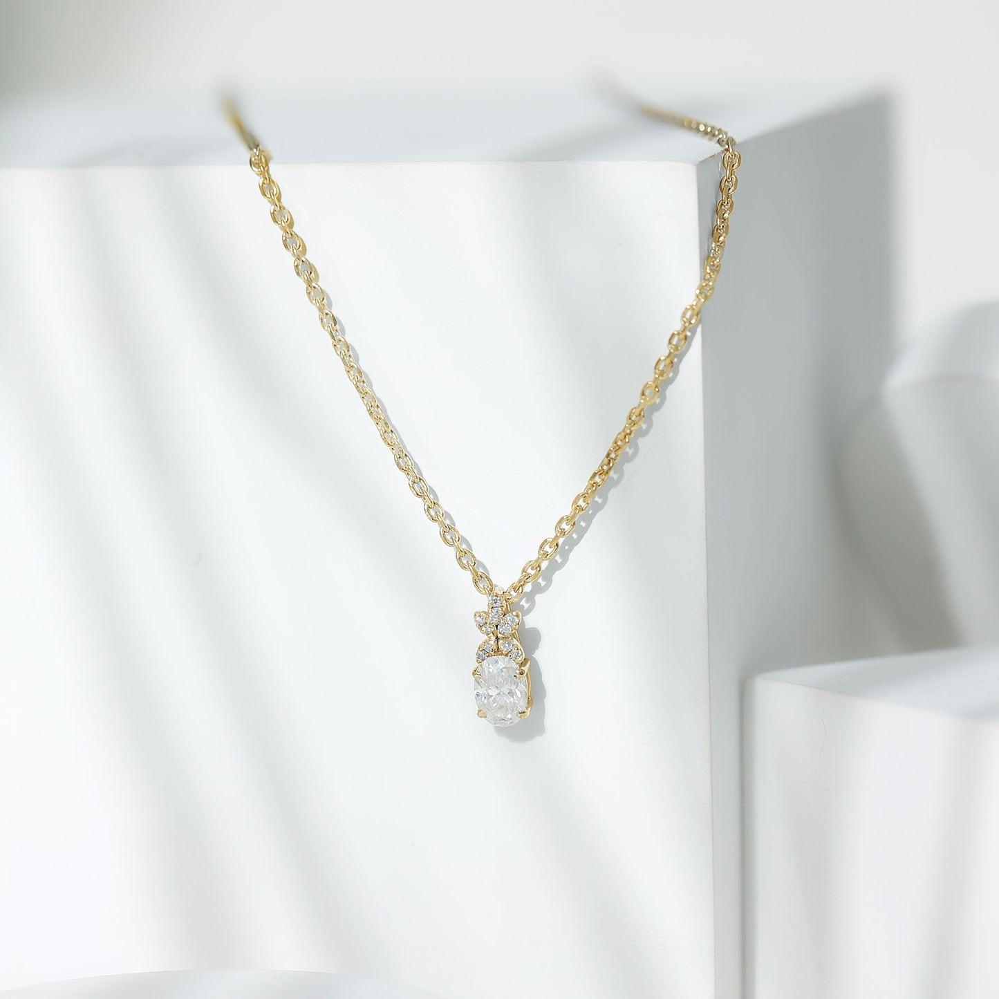0.7 Carat Oval Shaped Lab Grown Diamond Flower Pendant