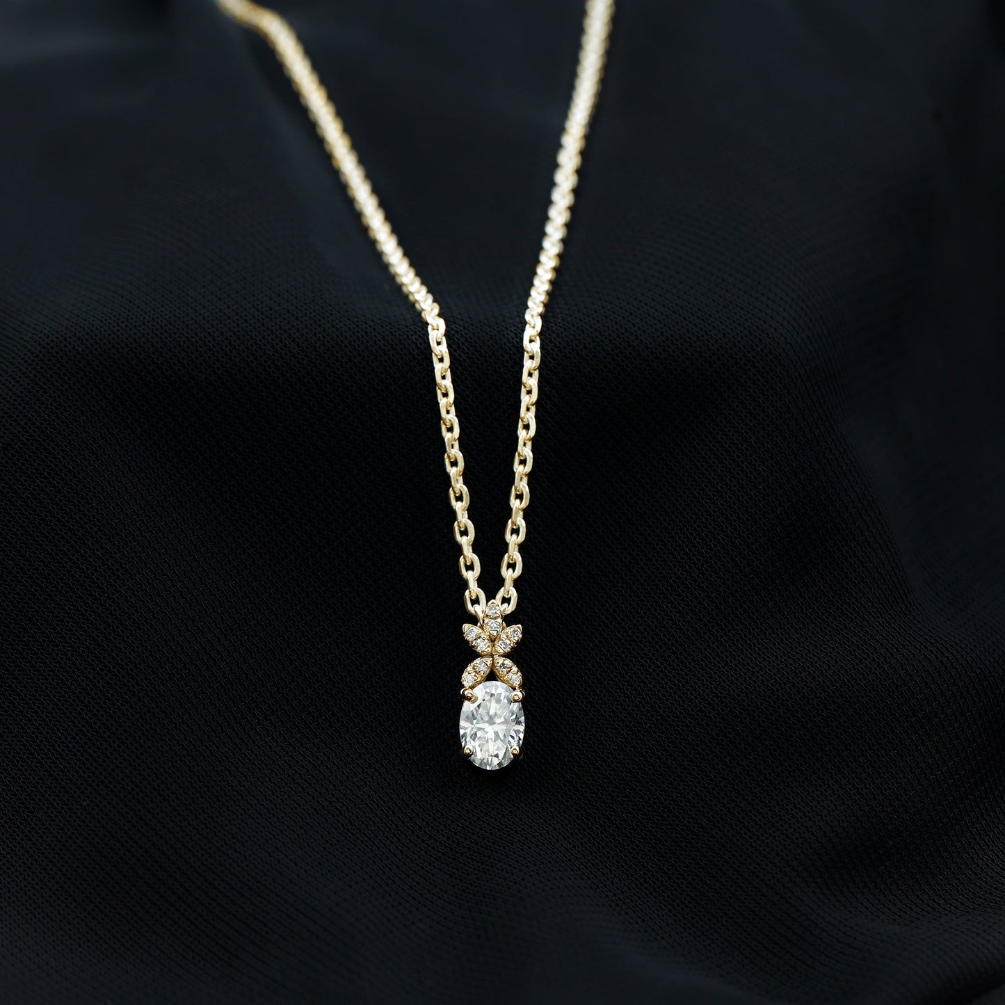 0.7 Carat Oval Shaped Lab Grown Diamond Flower Pendant