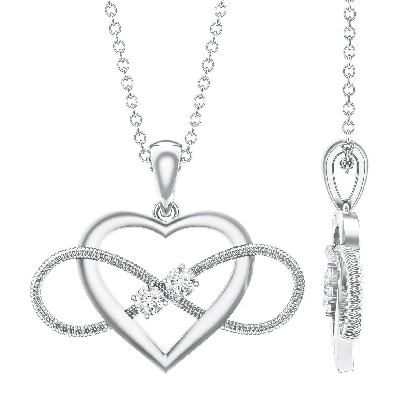 Natural Diamond Infinity Heart Necklace For Her