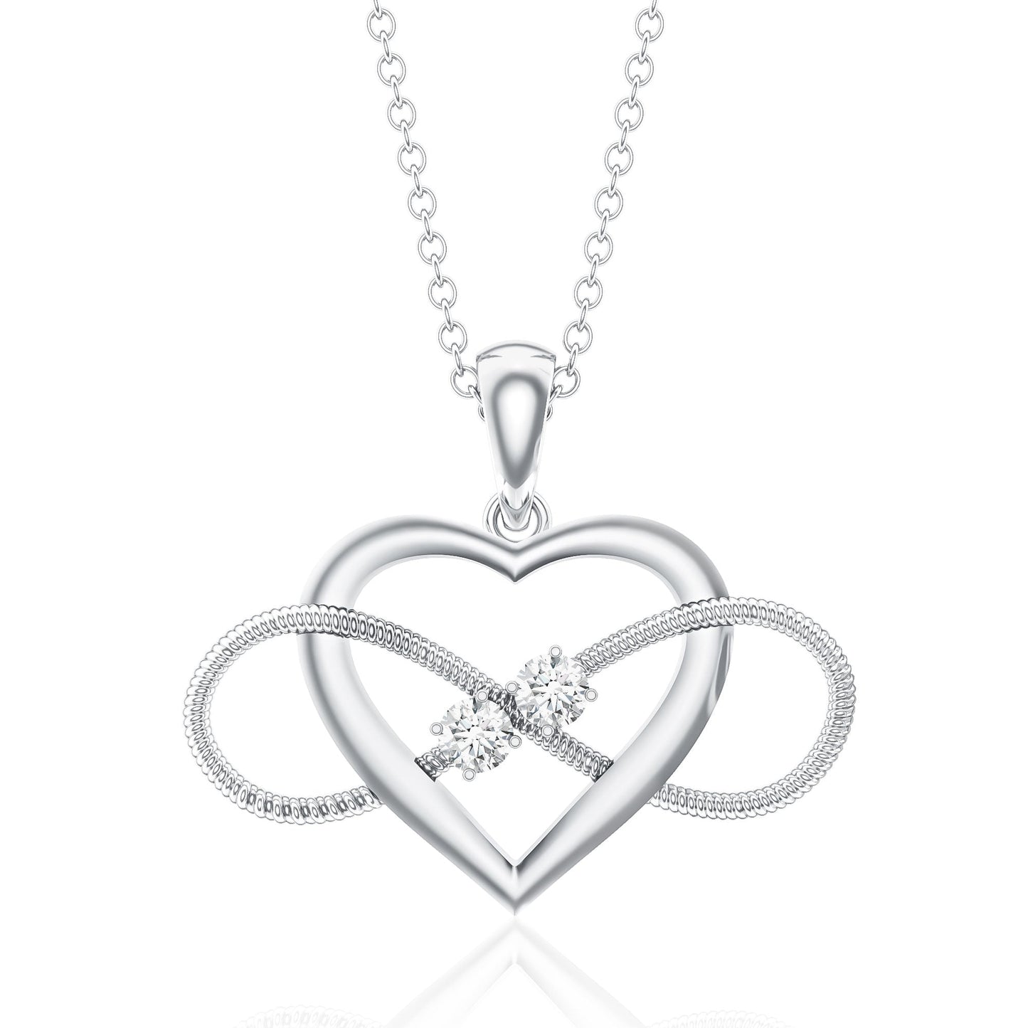 Natural Diamond Infinity Heart Necklace For Her
