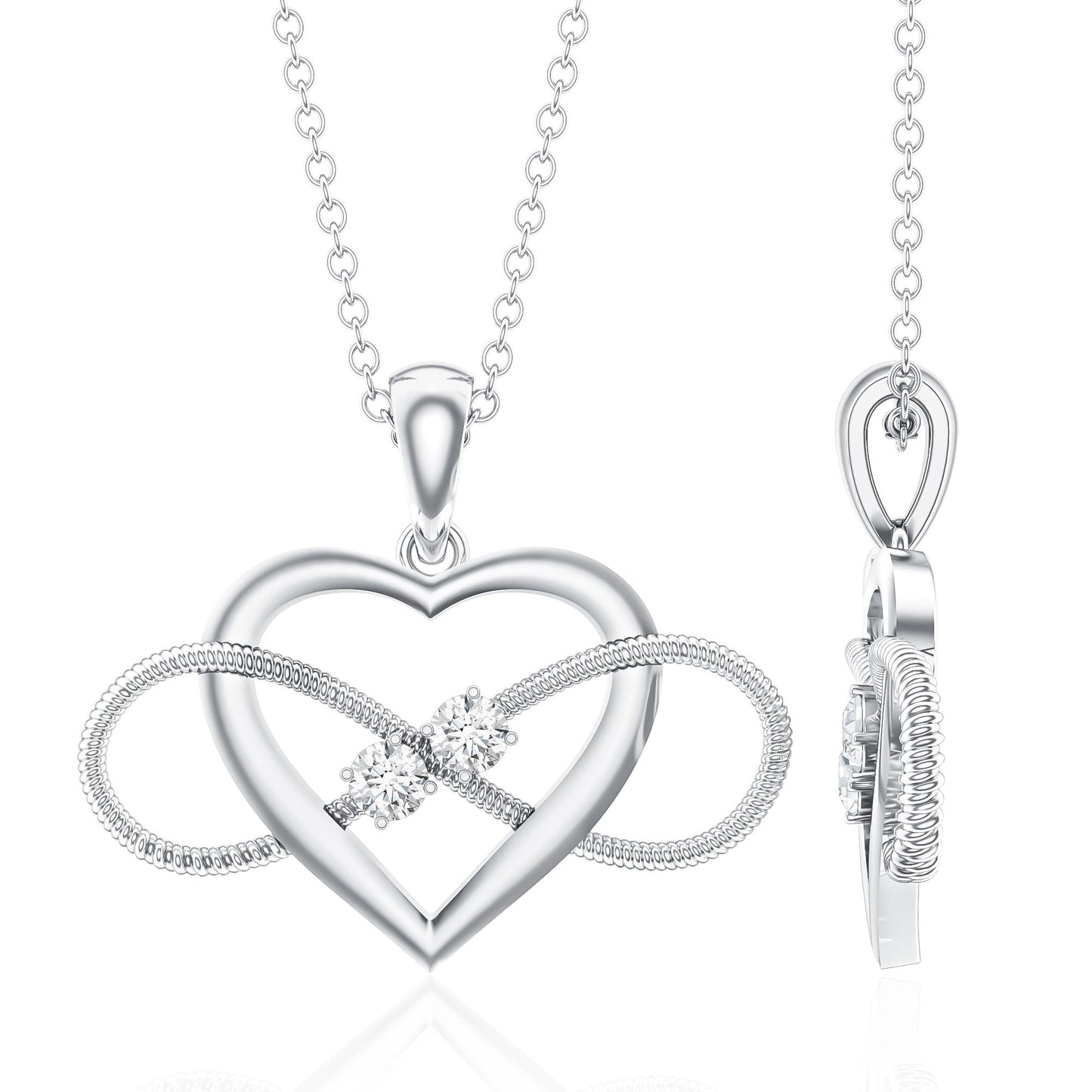 Natural Diamond Infinity Heart Necklace For Her