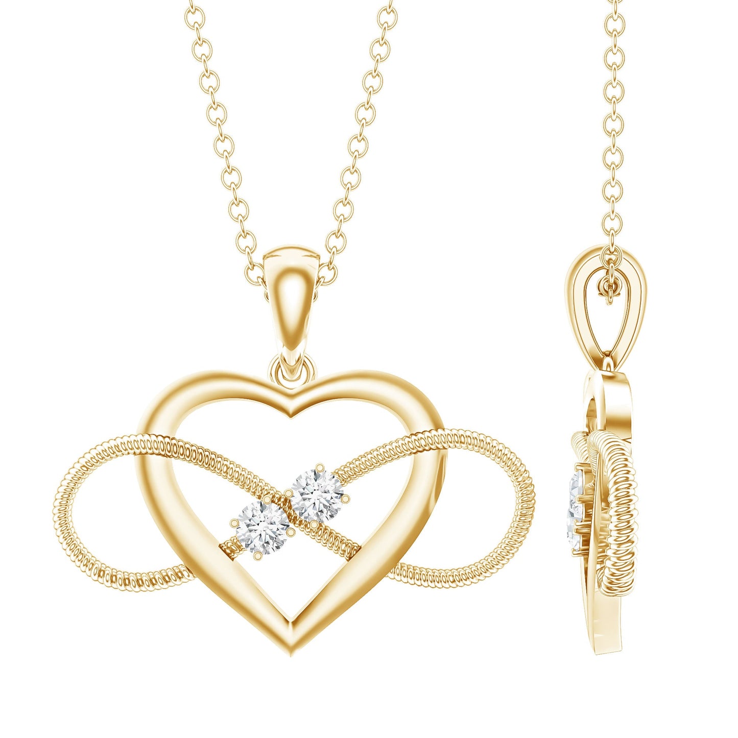 Natural Diamond Infinity Heart Necklace For Her