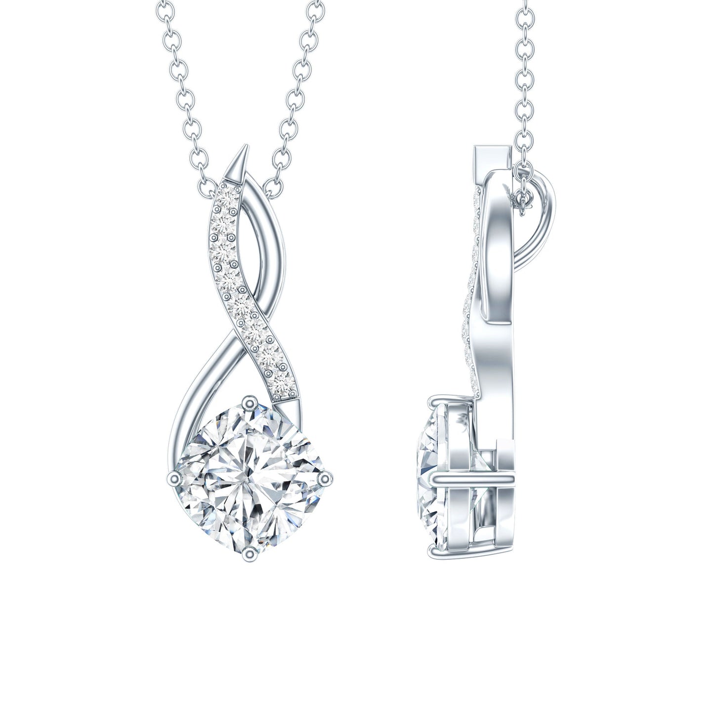 Cushion Cut Moissanite Infinity Promise Necklace With Chain