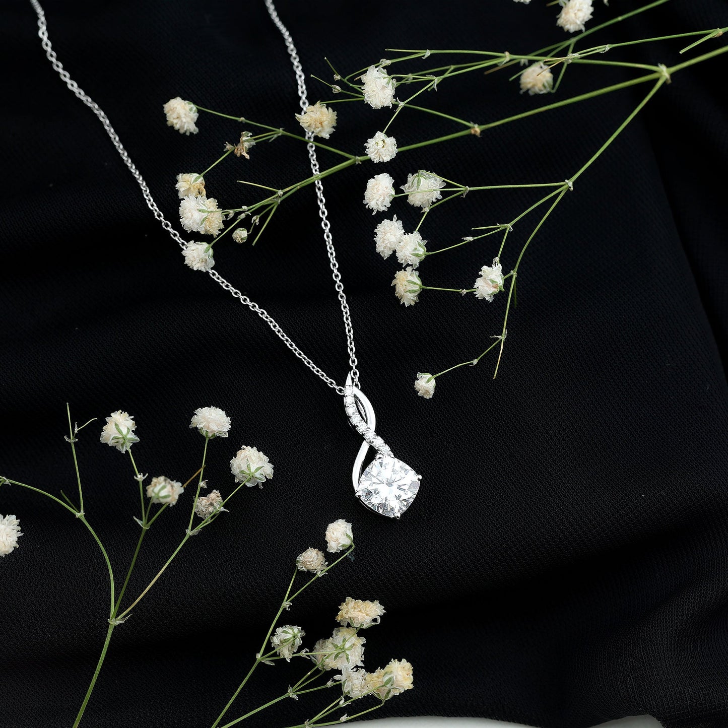 Cushion Cut Moissanite Infinity Promise Necklace With Chain