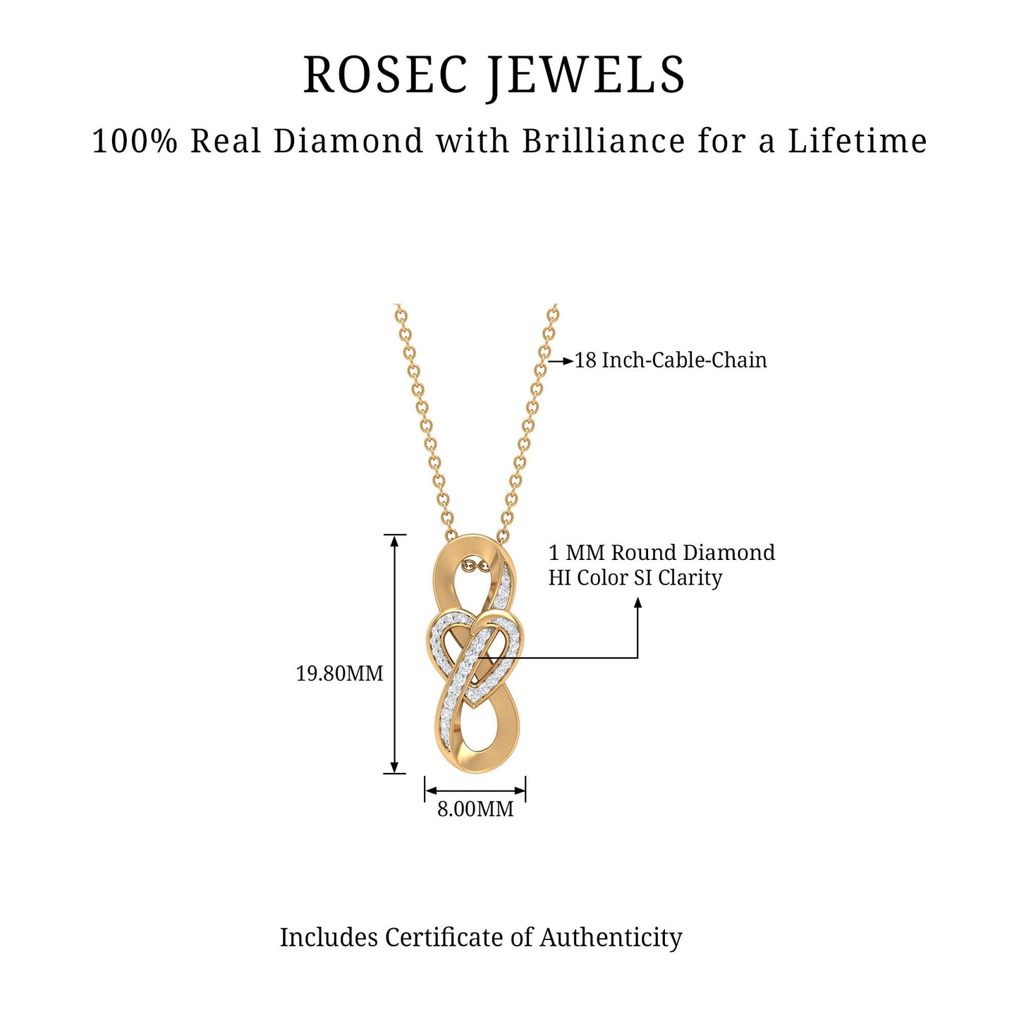 Certified Diamond Infinity Heart Necklace For Her