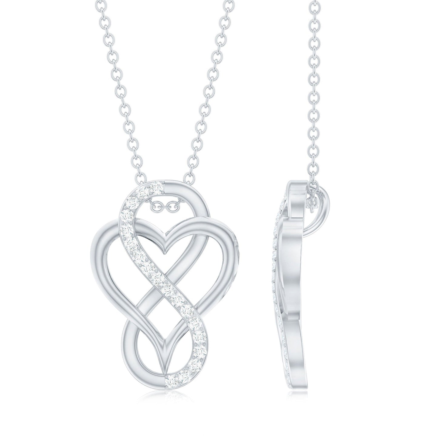 Brilliant Cut Diamond Infinity Heart Necklace for Women
