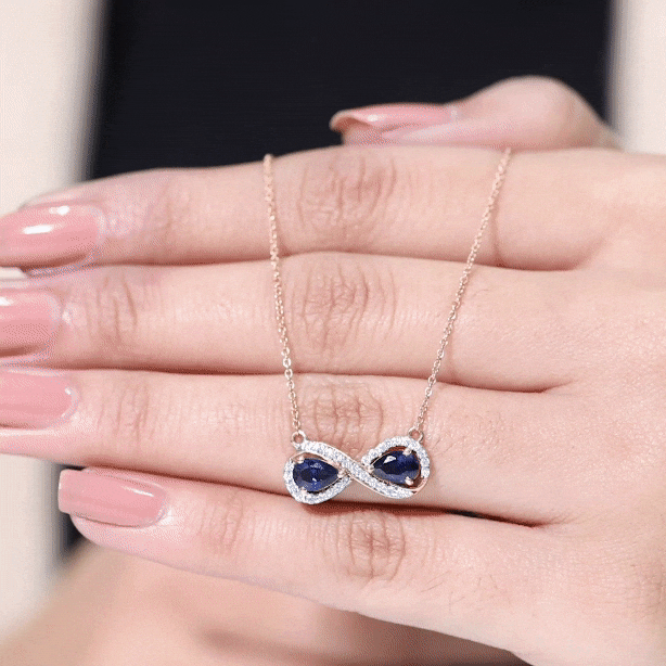 Lab Grown Blue Sapphire Infinity Necklace With Diamond Accent