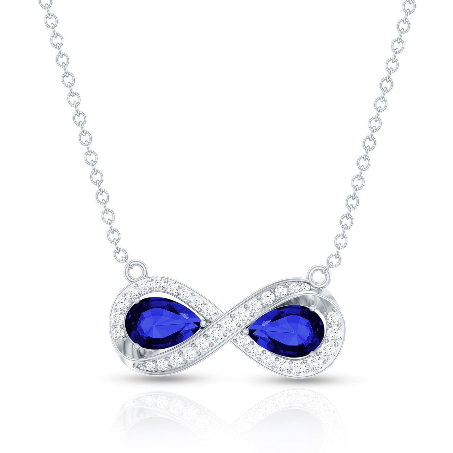 Lab Grown Blue Sapphire Infinity Necklace With Diamond Accent