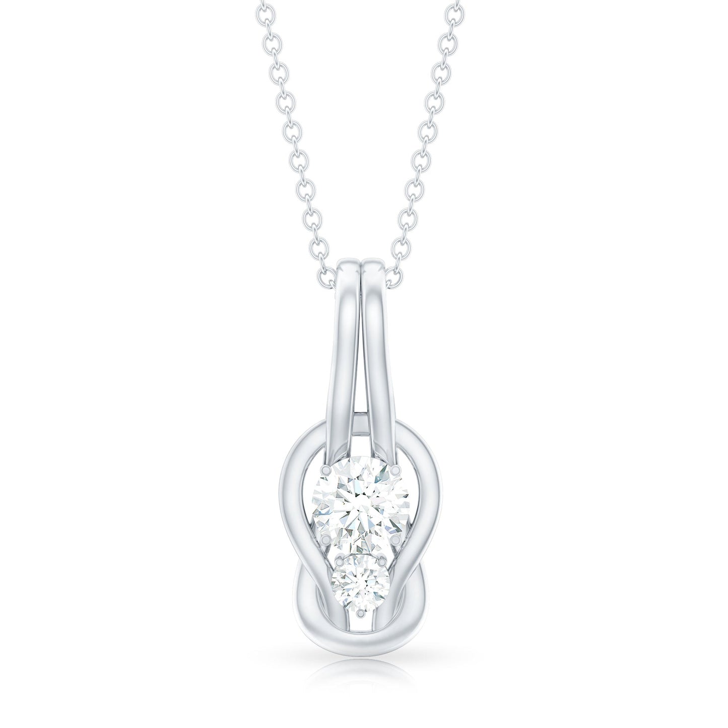Two Stone Moissanite Infinity Knot Necklace with Certificate