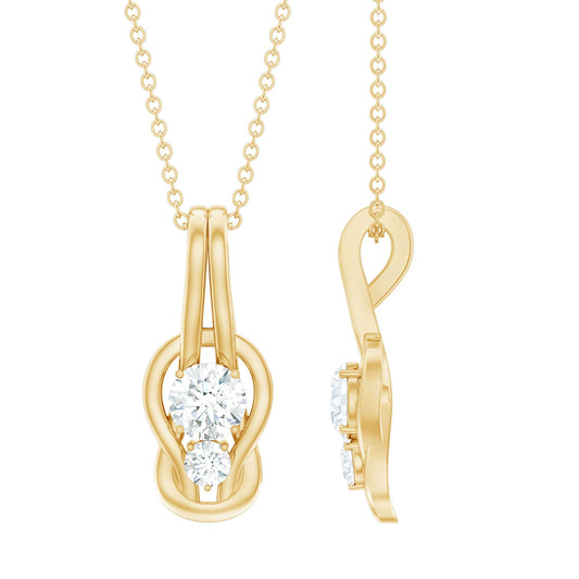 Two Stone Moissanite Infinity Knot Necklace with Certificate
