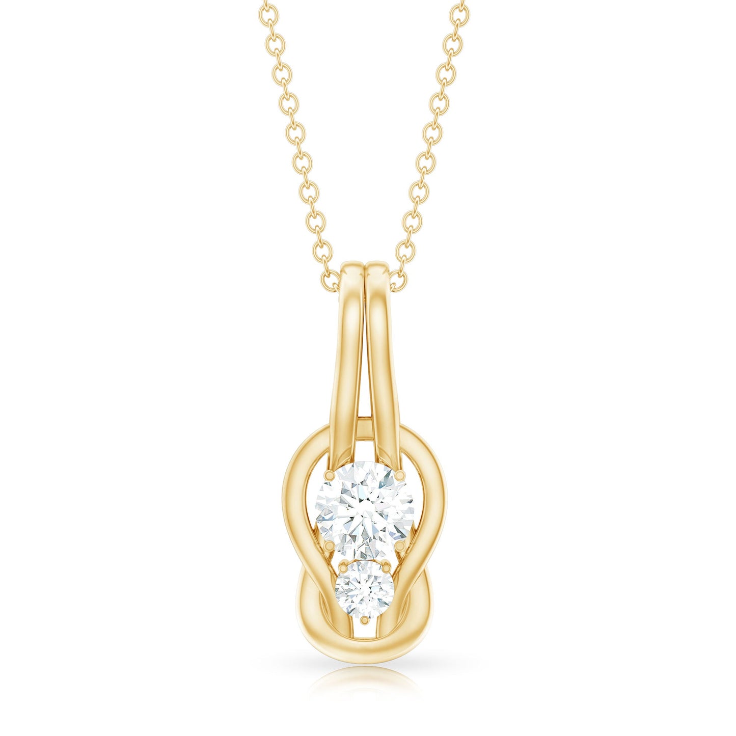 Two Stone Moissanite Infinity Knot Necklace with Certificate