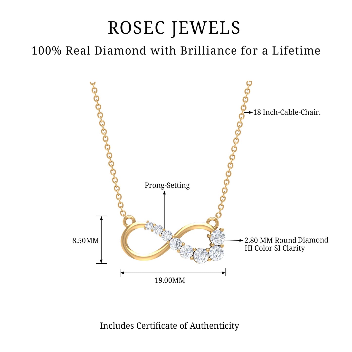 Diamond Infinity Pendant Necklace For Women