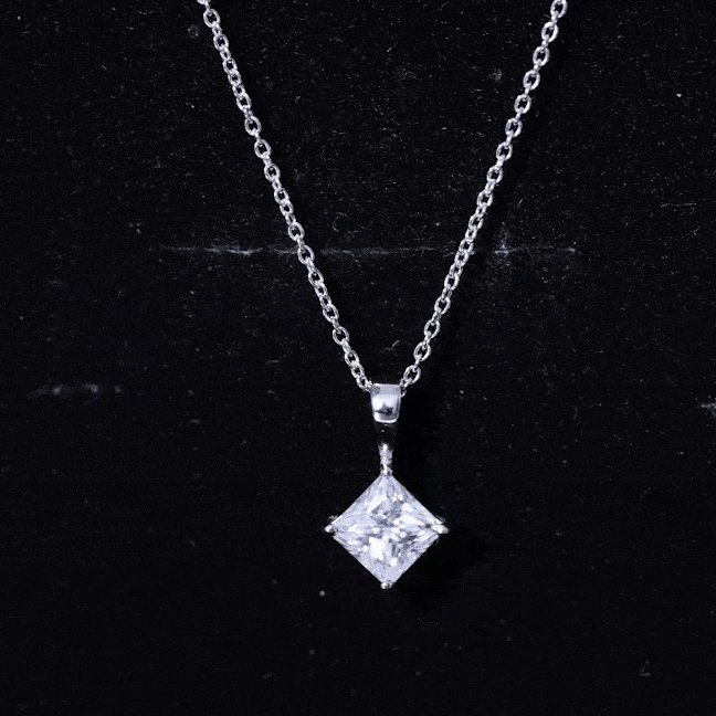 3 CT Princess Cut Moissanite Solitaire Pendant Necklace For Women