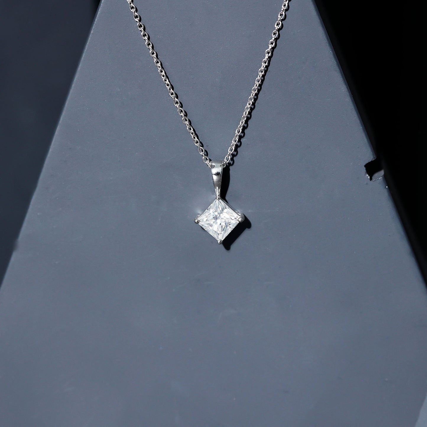 3 CT Princess Cut Moissanite Solitaire Pendant Necklace For Women