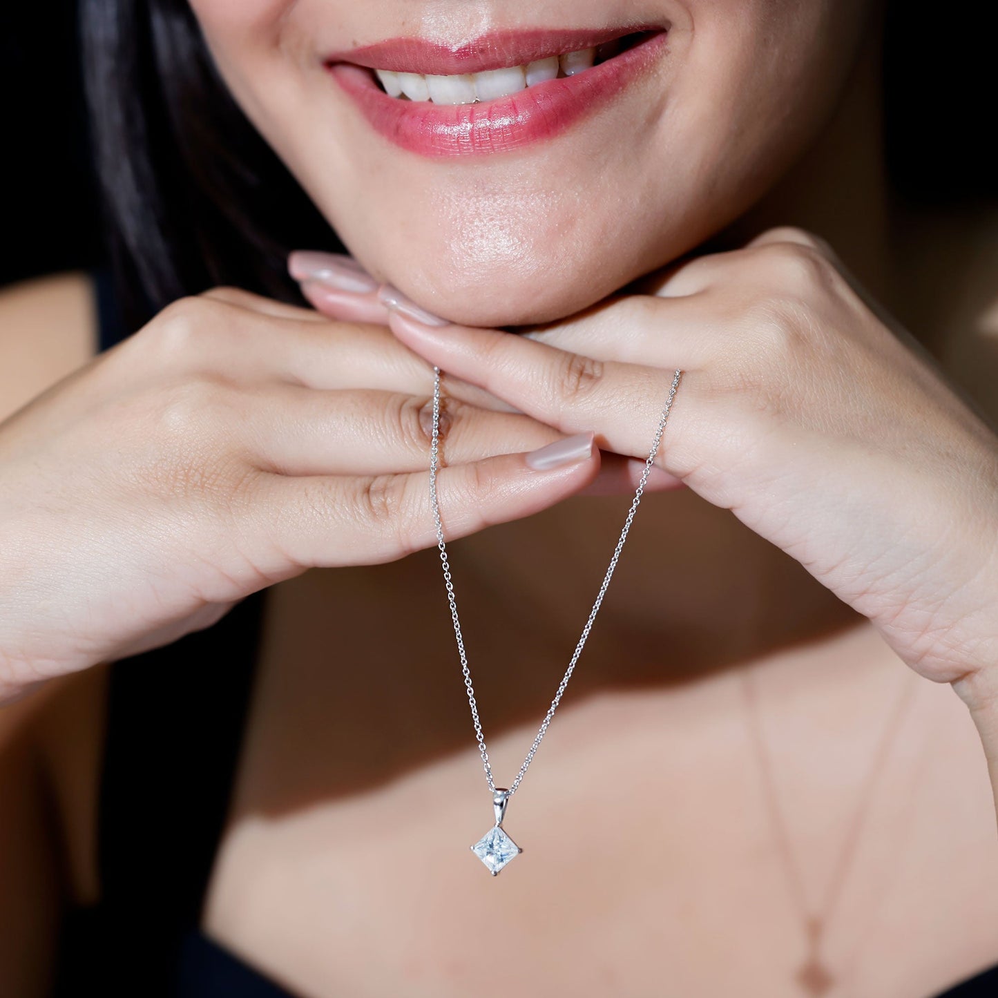 3 CT Princess Cut Moissanite Solitaire Pendant Necklace For Women