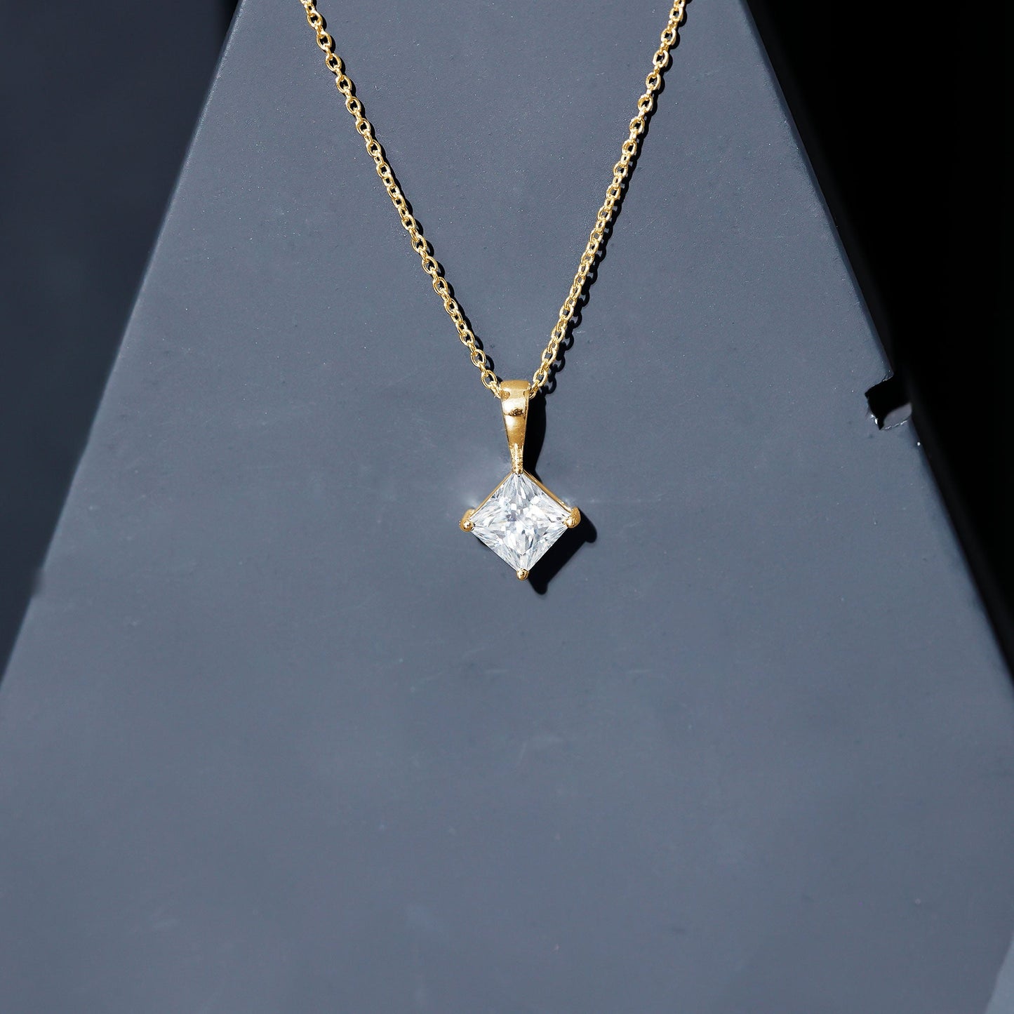 3 CT Princess Cut Moissanite Solitaire Pendant Necklace For Women