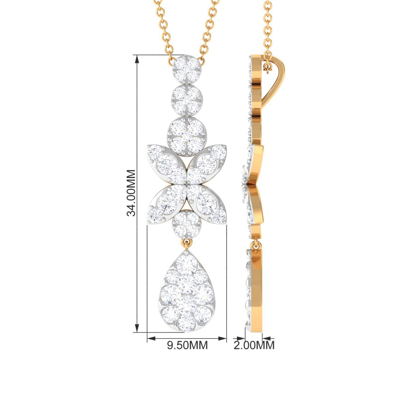 Certified Moissanite Dangle Pendant