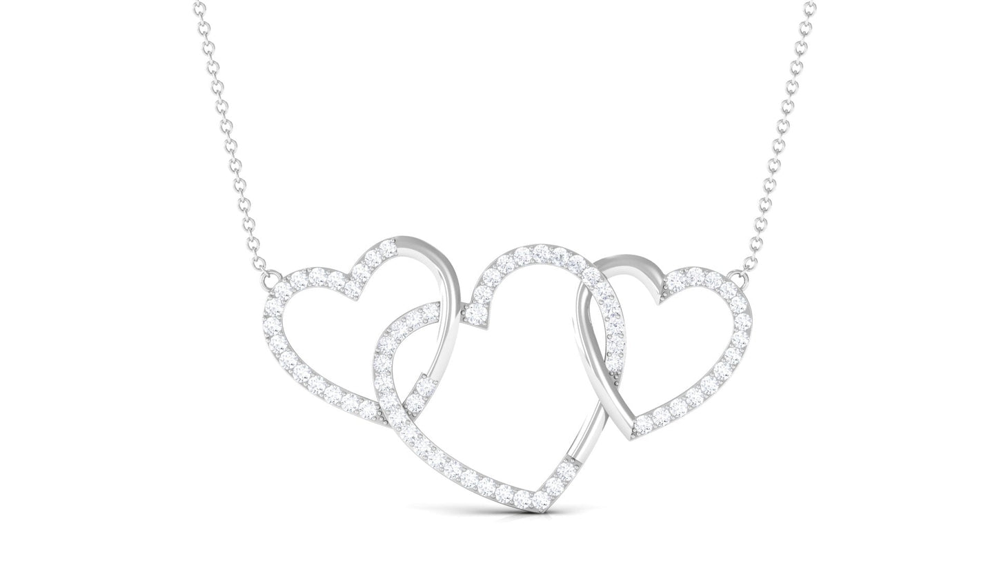 Certified Diamond Three Heart Necklace