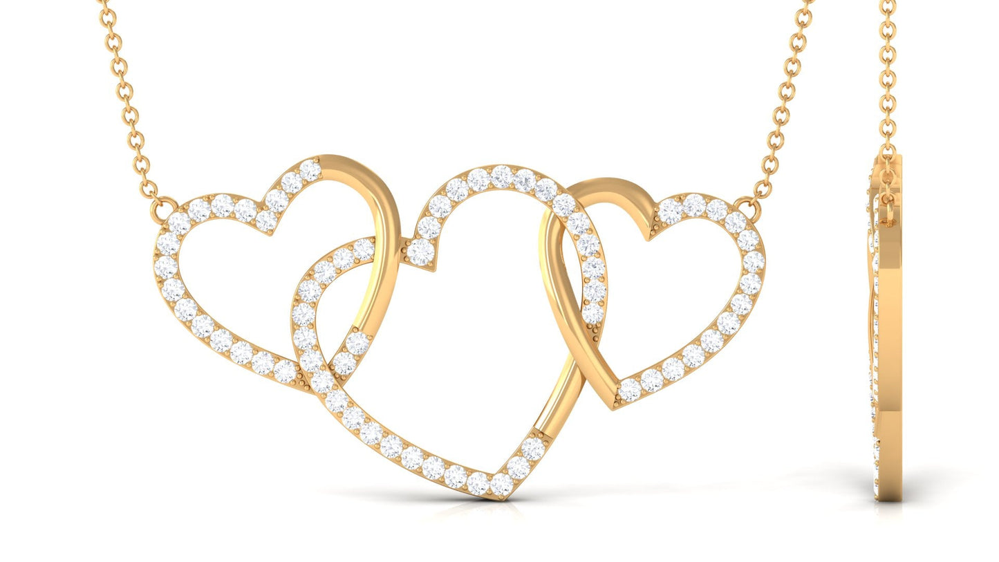 Certified Diamond Three Heart Necklace