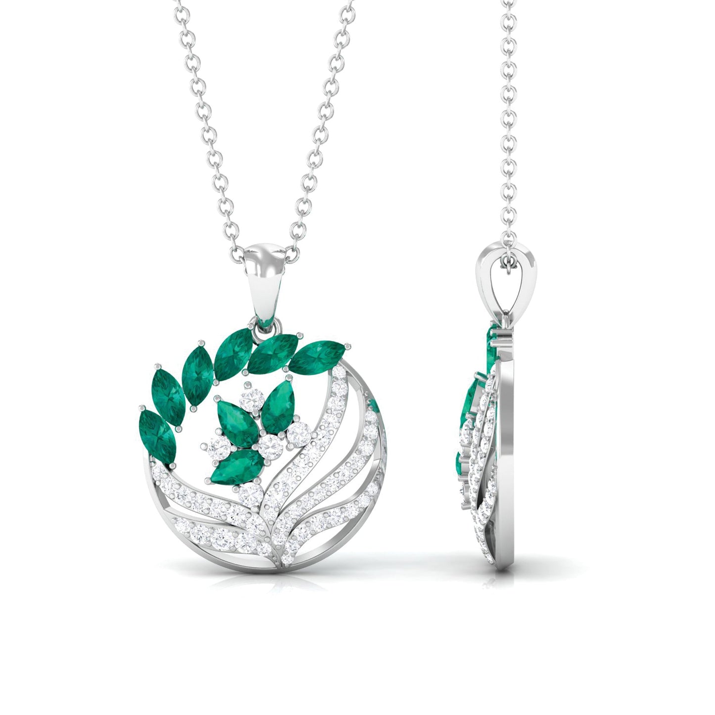 Natural Designer Emerald Cocktail Necklace with Diamond