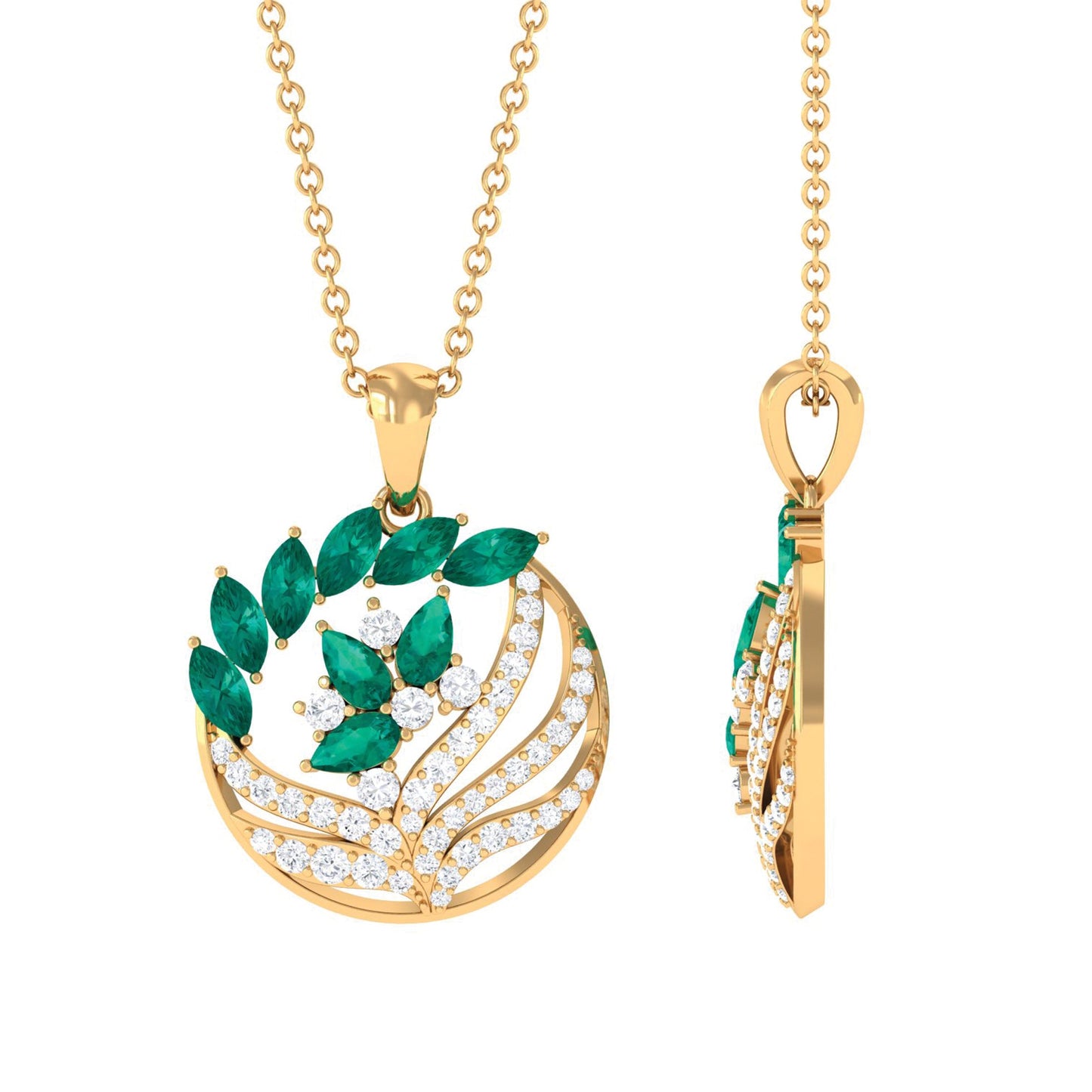 Natural Designer Emerald Cocktail Necklace with Diamond