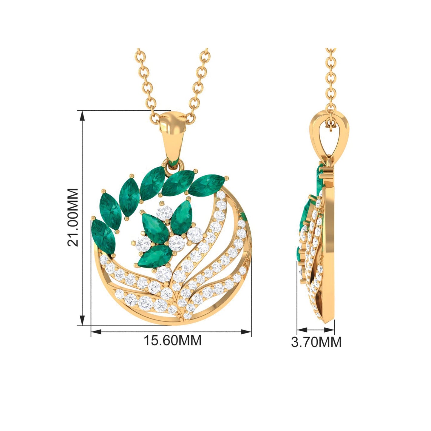 Natural Designer Emerald Cocktail Necklace with Diamond
