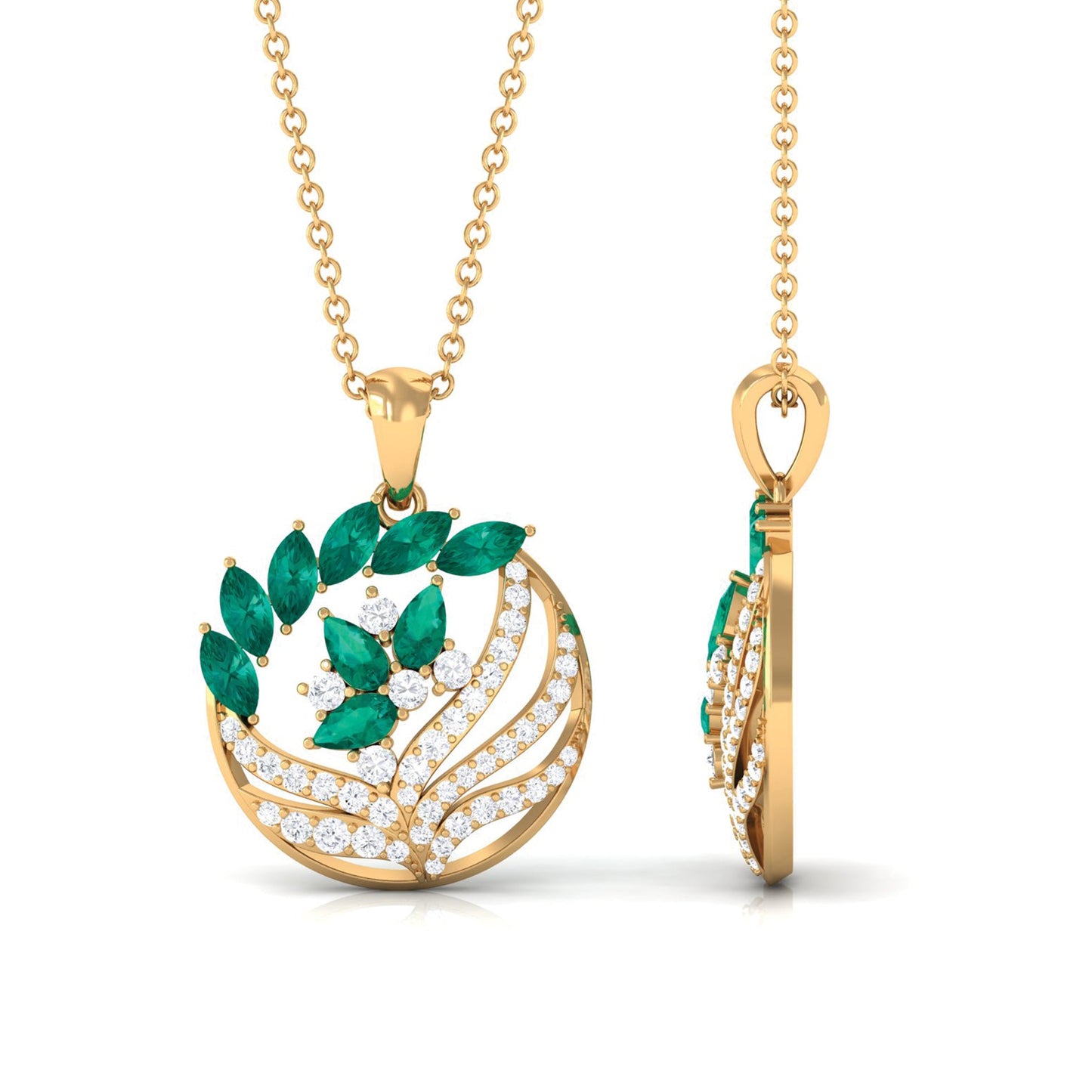 Natural Designer Emerald Cocktail Necklace with Diamond