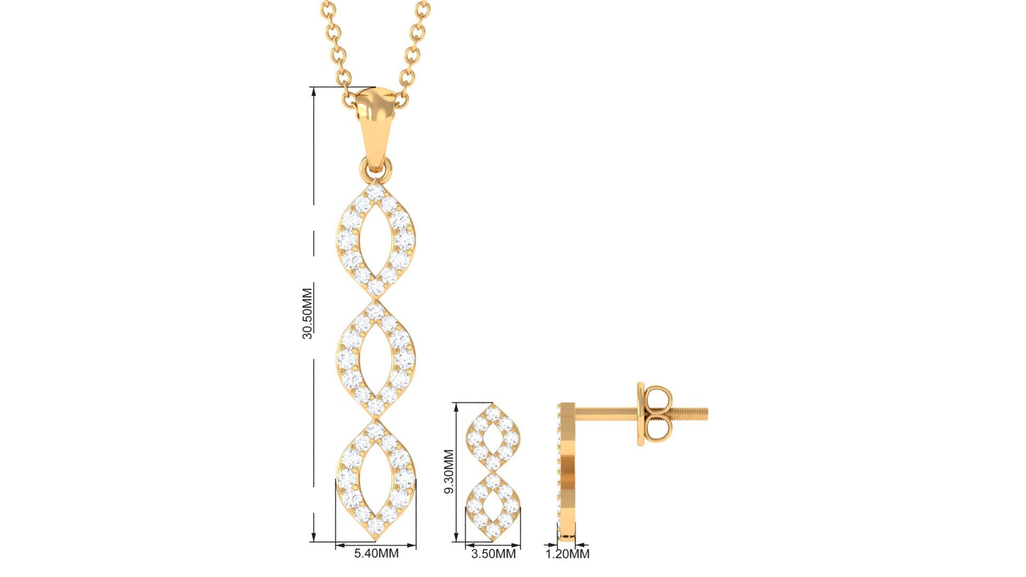 Natural Diamond Infinity Jewelry Set for Women
