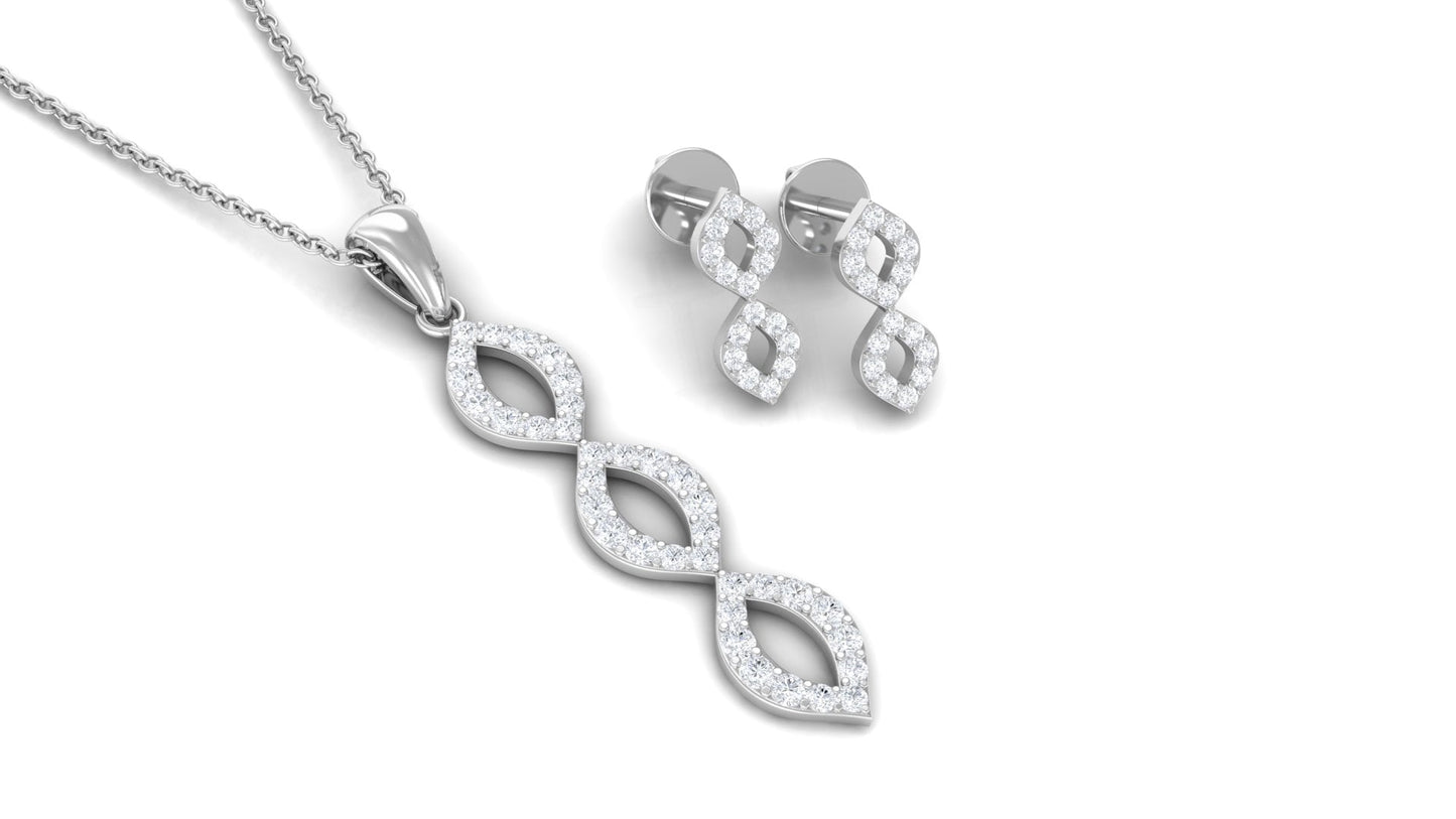 Natural Diamond Infinity Jewelry Set for Women