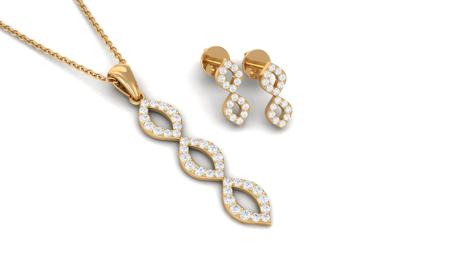 Natural Diamond Infinity Jewelry Set for Women