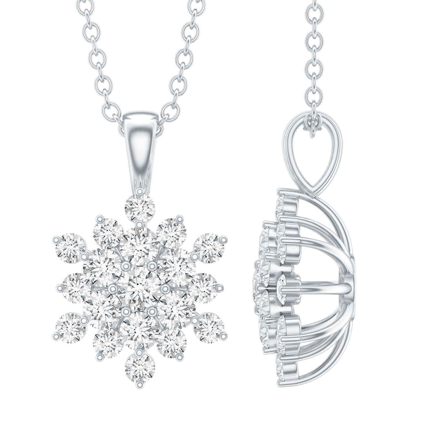 Certified Round Cut Moissanite Snowflakes Necklace for Women