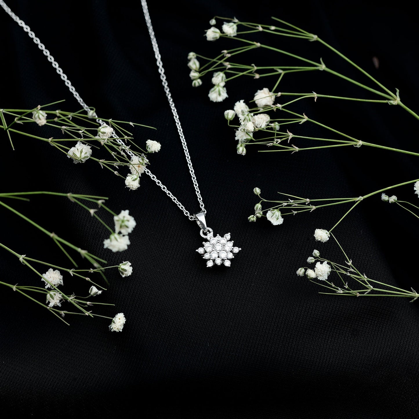 Certified Round Cut Moissanite Snowflakes Necklace for Women
