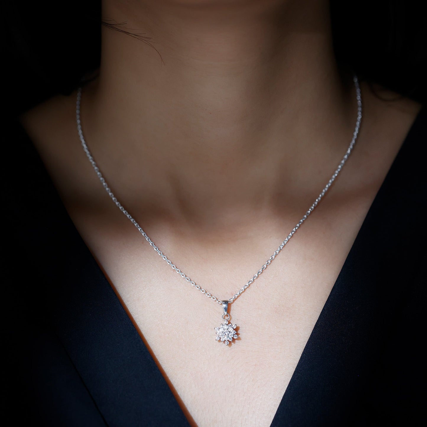 Certified Round Cut Moissanite Snowflakes Necklace for Women