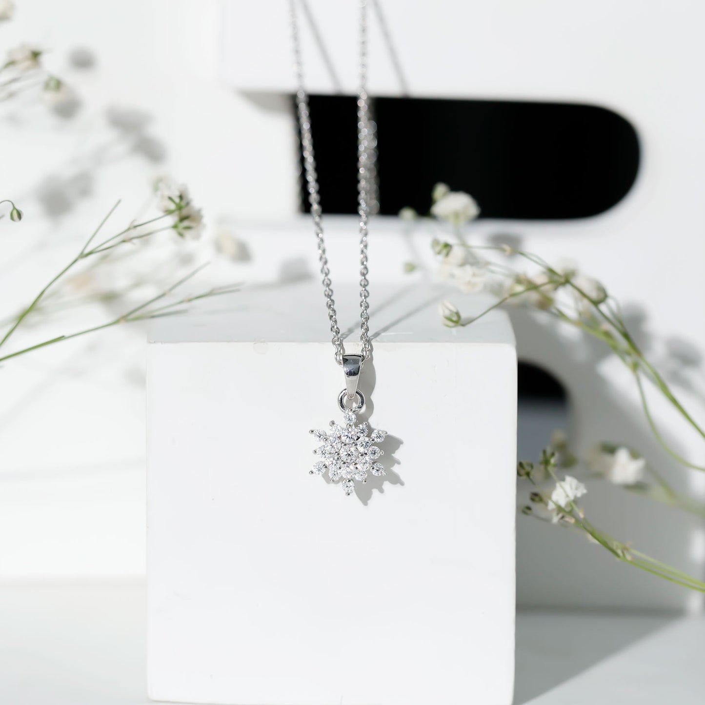 Certified Round Cut Moissanite Snowflakes Necklace for Women