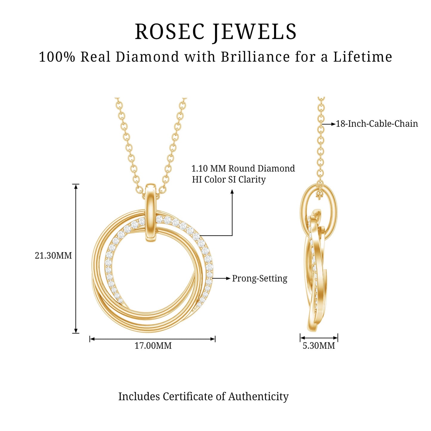 Certified Diamond Eternity Circle Necklace For Her