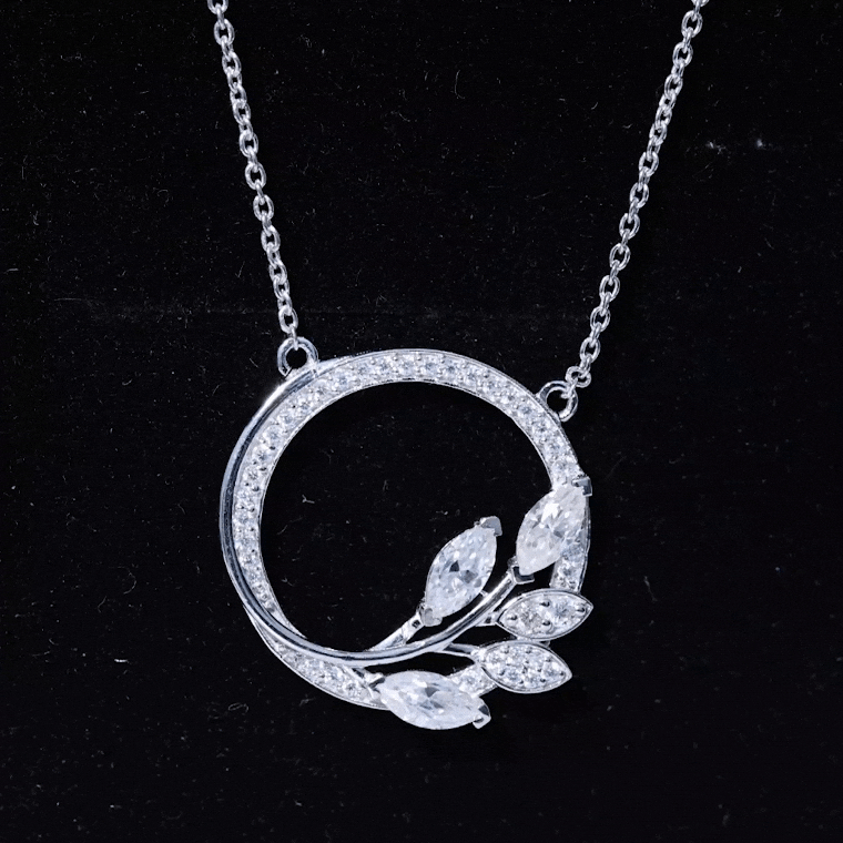 Marquise and Round Cut Moissanite Leaf Eternity Necklace