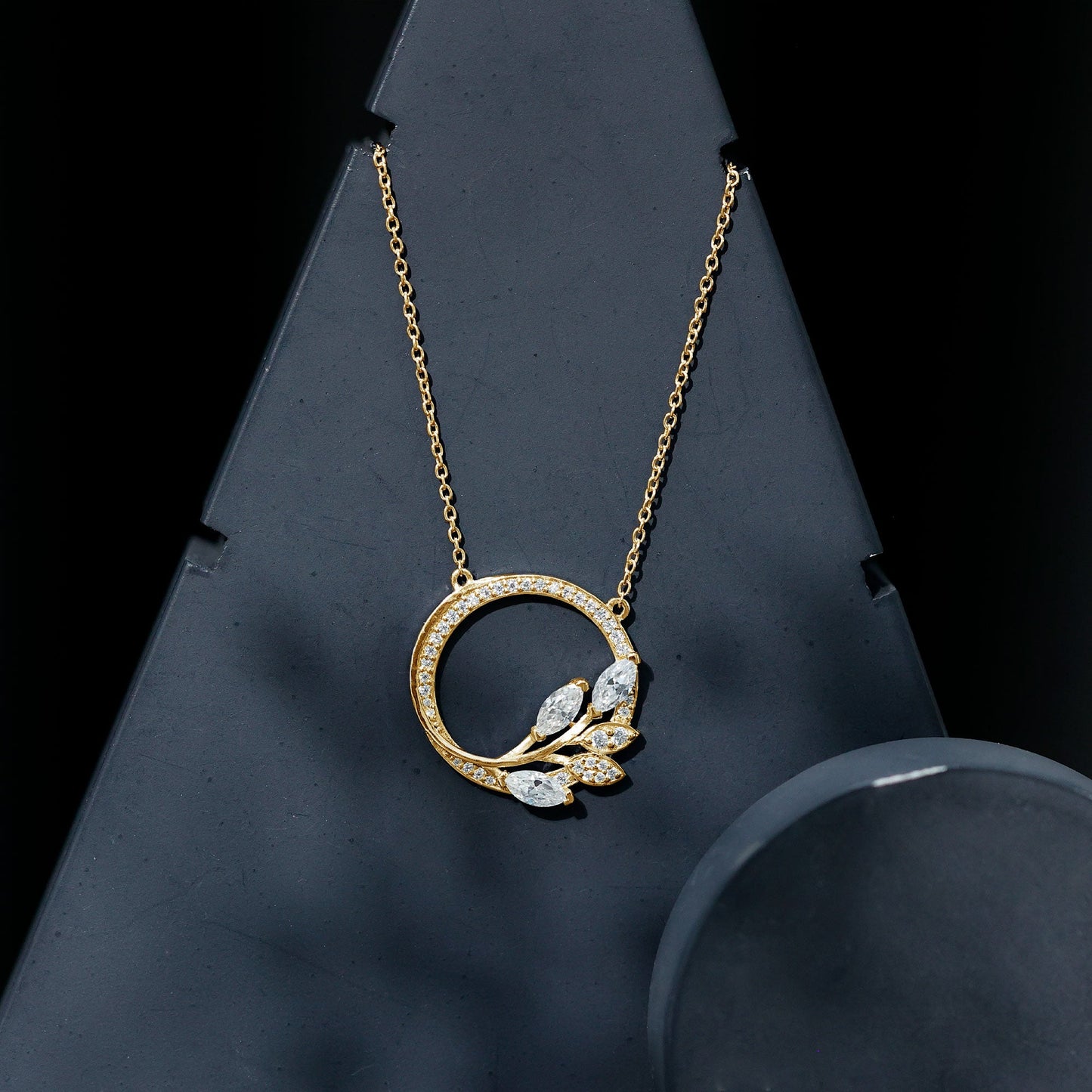 Marquise and Round Cut Moissanite Leaf Eternity Necklace