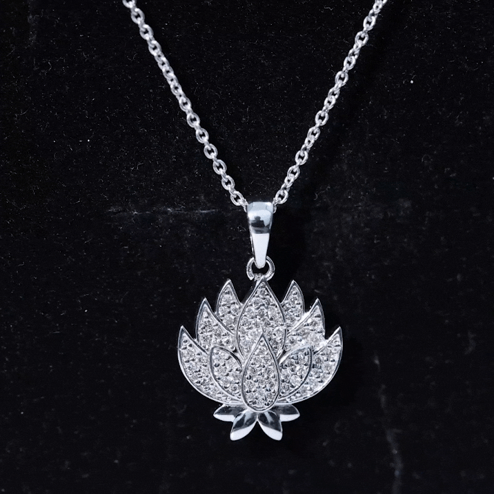 Diamond Designer Lotus Flower Necklace