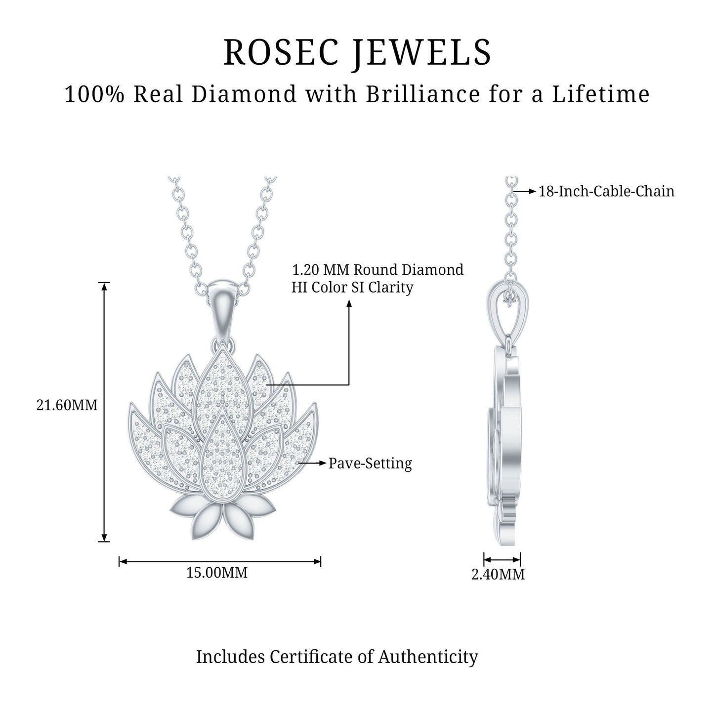 Diamond Designer Lotus Flower Necklace