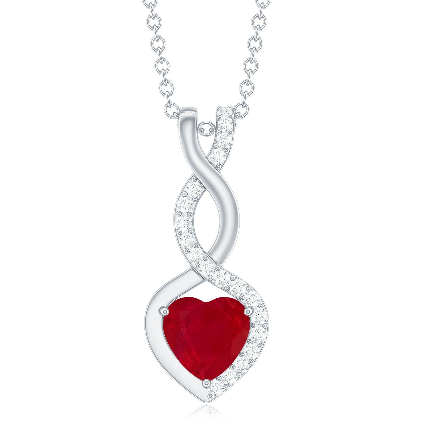 Natural Ruby Diamond Infinity Heart Necklace