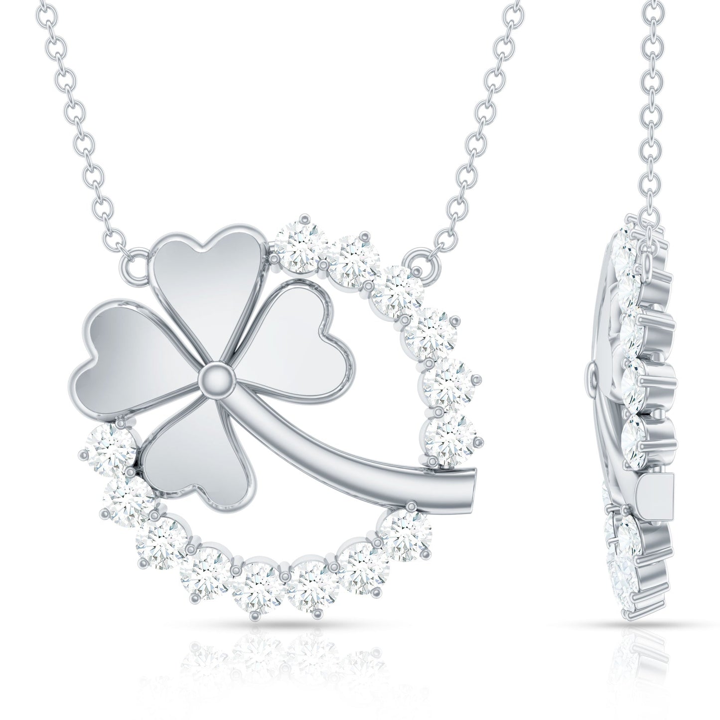 Certified Diamond Lucky 4 Leaf Necklace