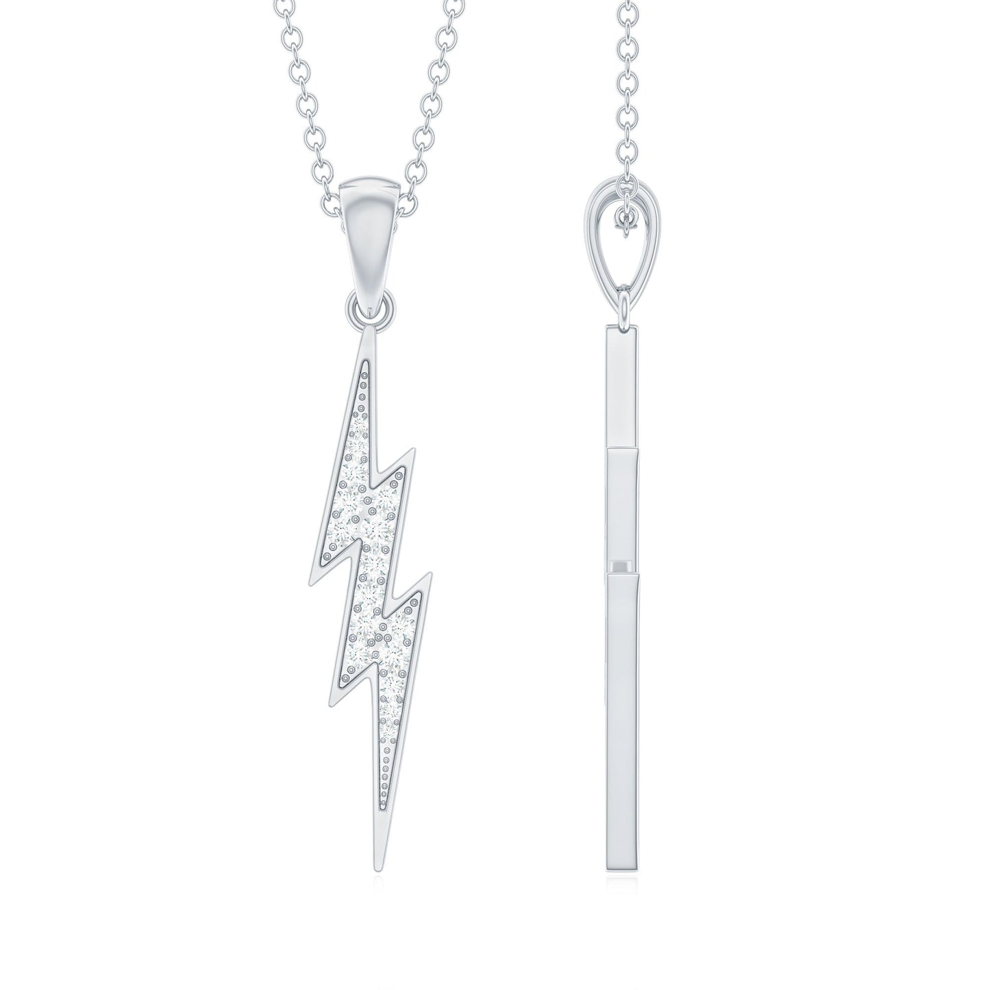 Natural Diamond Lightning Bolt Necklace for Her