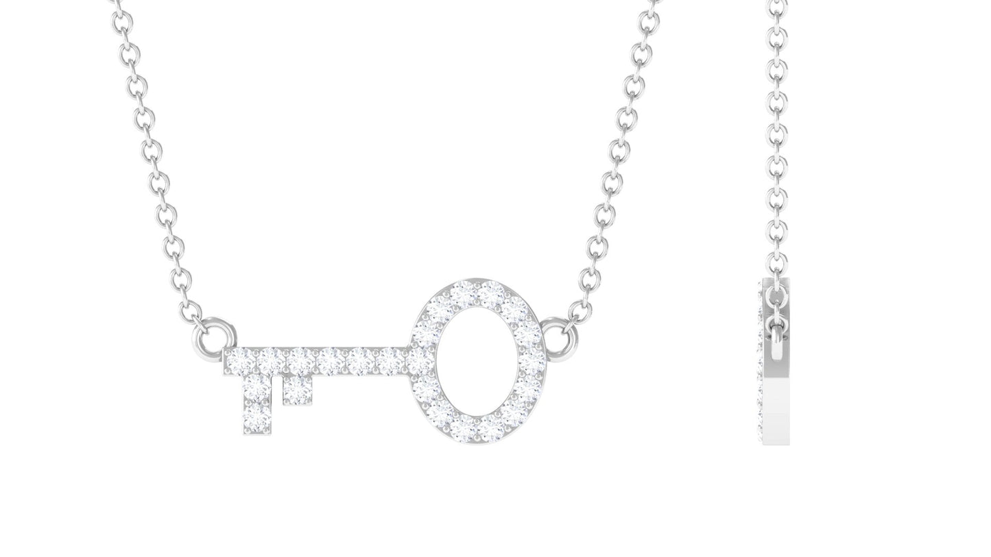 Natural Diamond Sideways Key Necklace