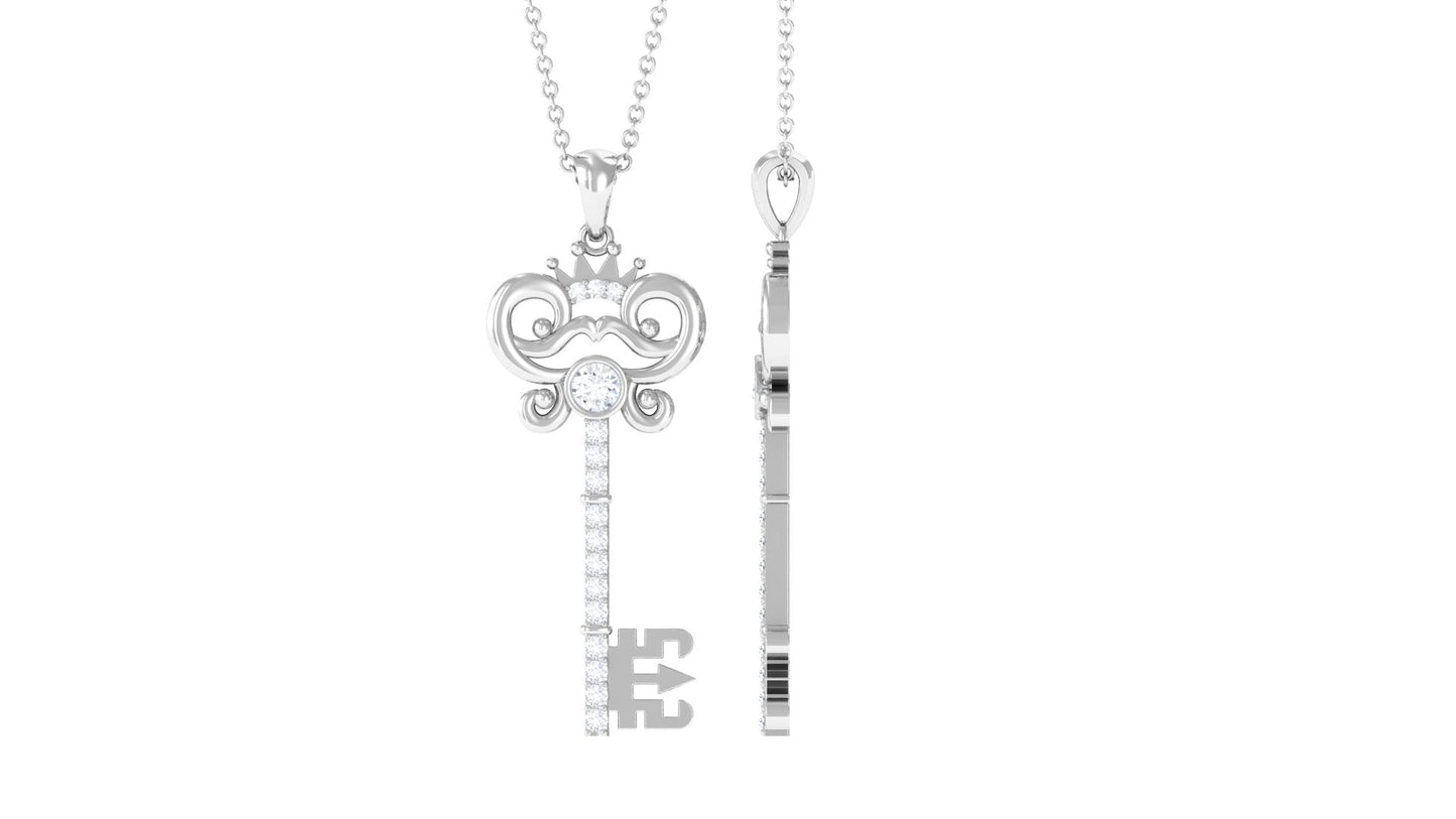 Diamond Vintage Key Pendant Necklace