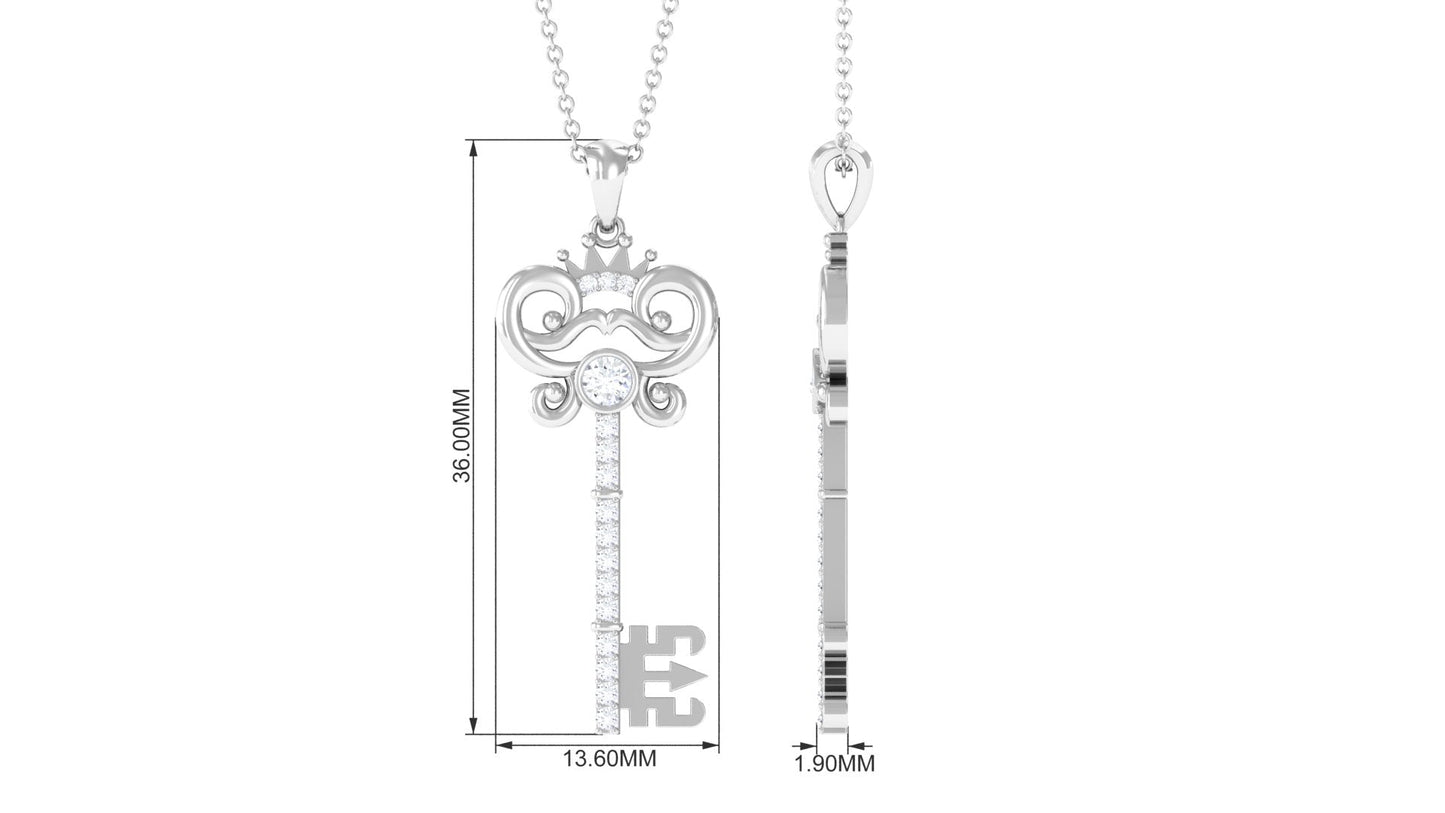 Diamond Vintage Key Pendant Necklace
